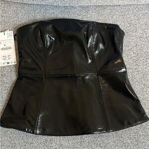 Zara Brand New strapless faux leather top